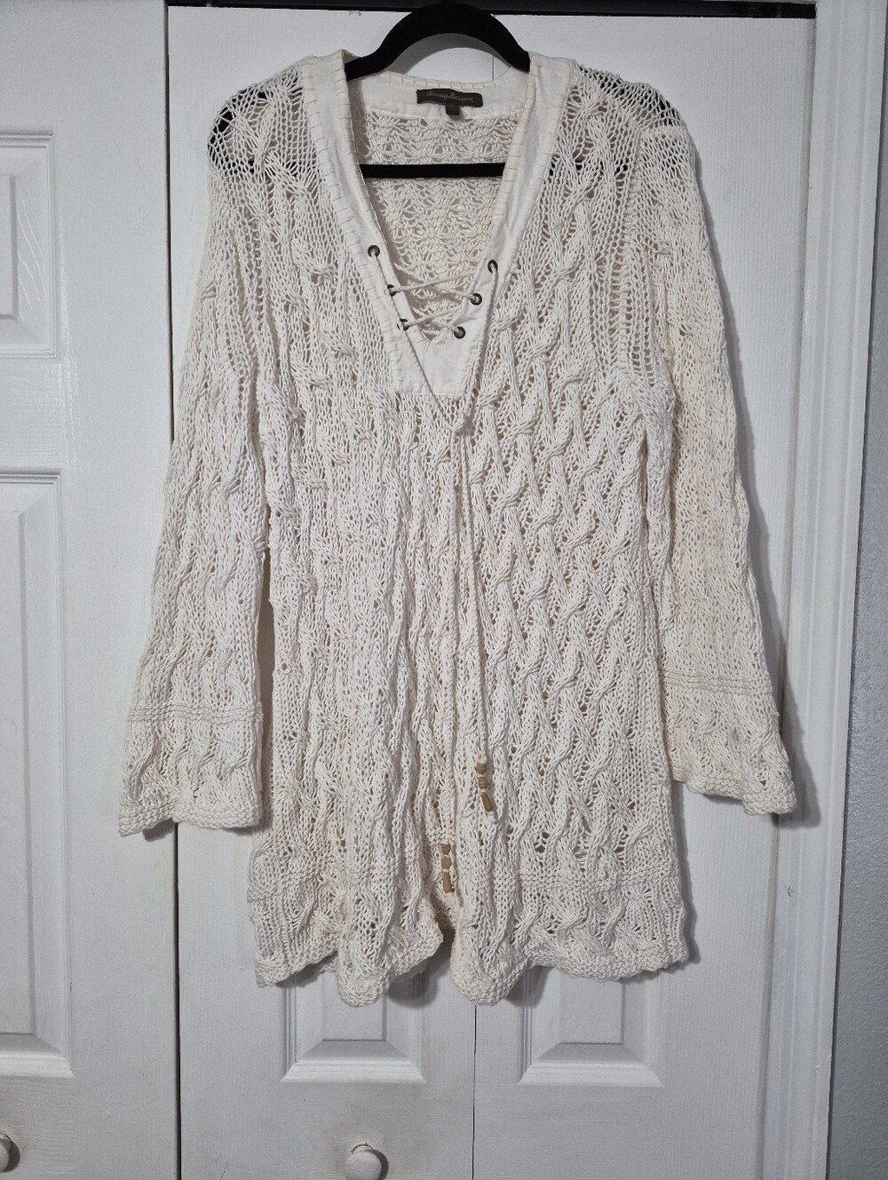 Boho Chic Open-Knit Sweater Tunic